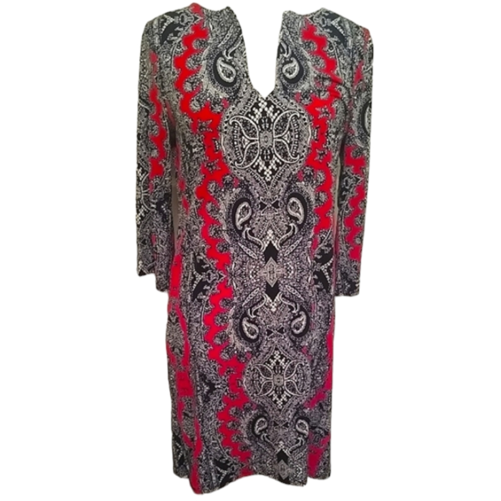 Nicole Miller red and black sheath dress. Small